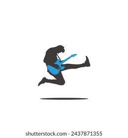 Guitarist Jumping silhouette clipart vector