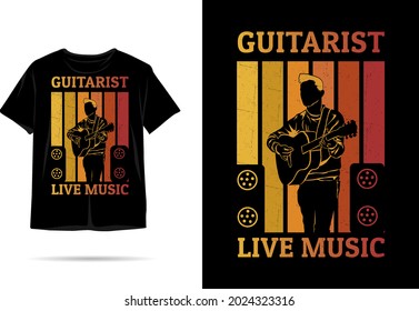 Guitarist live music silhouette tshirt design