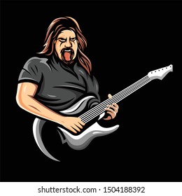 Guitarist logo vector, illustration and avatar