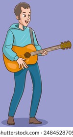 guitarist. man with guitar. musician vector illustration on white background.