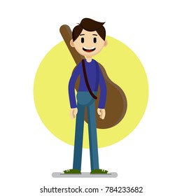 guitarist. man with guitar. musician vector illustration