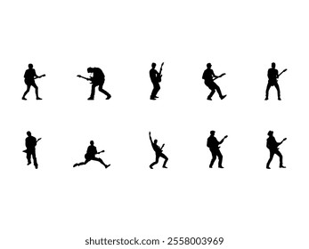 Guitarist Man Silhouette Element Set