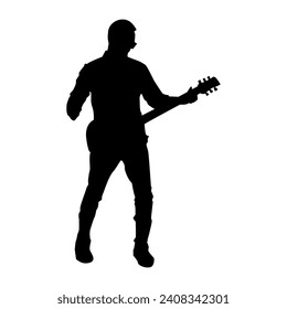 Guitarist Men Rock Silhouette Vector