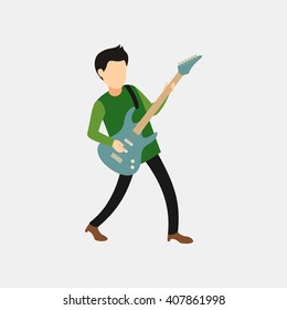 guitarist musician character playing a beautiful instrumental song