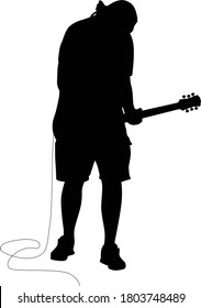 guitarist on the stage silhouette vector