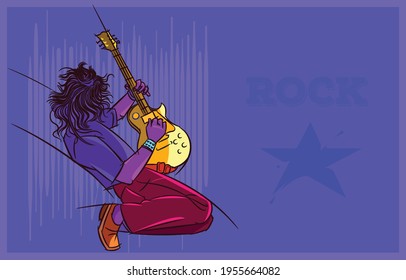 guitarist playing colors vector illustration