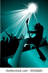 The guitarist plays solo party a guitar;