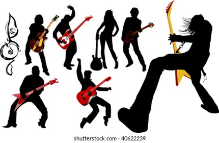 The guitarist plays solo party a guitar;