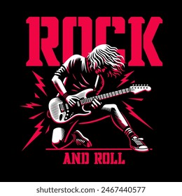 Guitarist, Rock and Roll, Stage, cool, music, vector