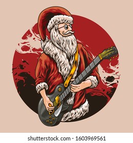 Guitarist santa claus vector illustration