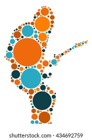 Guitarist shape vector design by color point