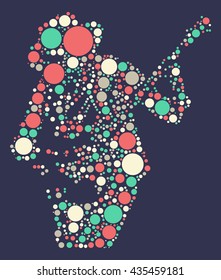 Guitarist shape vector design by color point