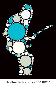 Guitarist shape vector design by color point