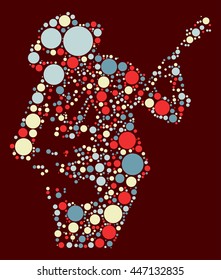 Guitarist shape vector design by color point