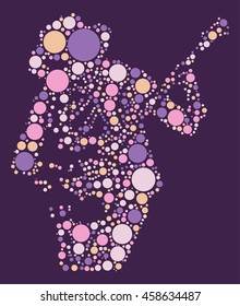 Guitarist shape vector design by color point