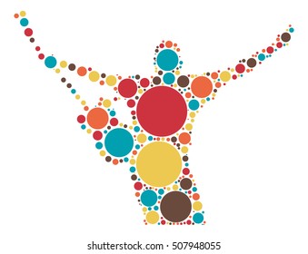 guitarist shape vector design by color point