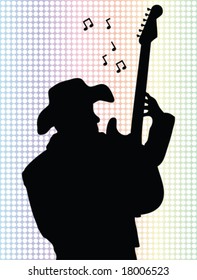 guitarist silhouette and background  - vector