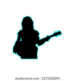 guitarist silhouette in black color, suitable for icon, logo, mascot, poster, template, etc.