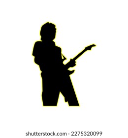 guitarist silhouette in black color, suitable for icon, logo, mascot, poster, template, etc.