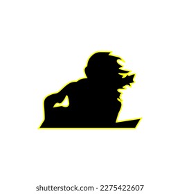 guitarist silhouette in black color, suitable for icon, logo, mascot, poster, template, etc.