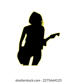 guitarist silhouette in black color, suitable for icon, logo, mascot, poster, template, etc.