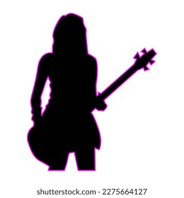 guitarist silhouette in black color, suitable for icon, logo, mascot, poster, template, etc.