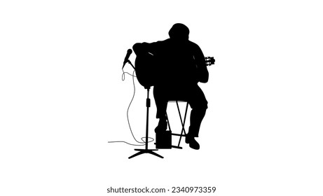 guitarist silhouette, high quality vector