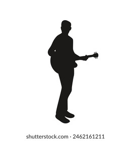 Guitarist silhouette in vector, flat style.