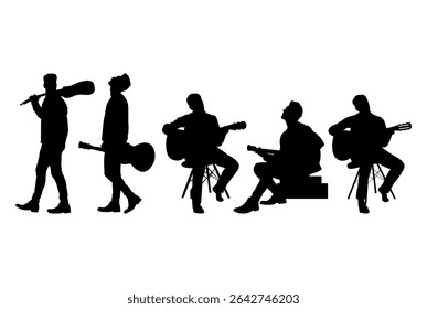 Guitarist silhouette vector Illustration set