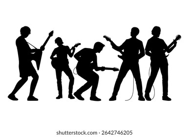 Guitarist silhouette vector Illustration set