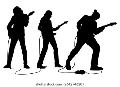 Guitarist silhouette vector Illustration set