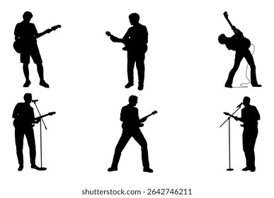 Guitarist silhouette vector Illustration set
