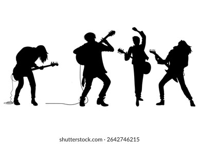 Guitarist silhouette vector Illustration set