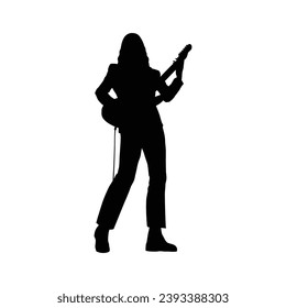 guitarist silhouette. Vector silhouette of guitarist on white background. black silhouette guitarist isolated on white background. hand drawn man playing guitar. vector illustration. guitar player.