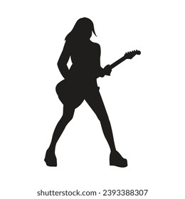 guitarist silhouette. Vector silhouette of guitarist on white background. black silhouette guitarist isolated on white background. hand drawn man playing guitar. vector illustration. guitar player.