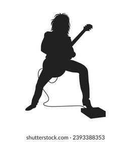 guitarist silhouette. Vector silhouette of guitarist on white background. black silhouette guitarist isolated on white background. hand drawn man playing guitar. vector illustration. guitar player.