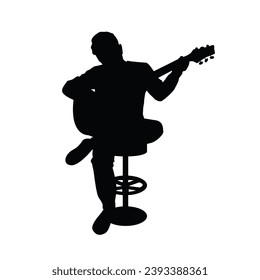 guitarist silhouette. Vector silhouette of guitarist on white background. black silhouette guitarist isolated on white background. hand drawn man playing guitar. vector illustration. guitar player.