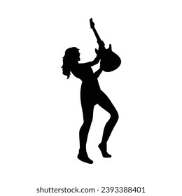 guitarist silhouette. Vector silhouette of guitarist on white background. black silhouette guitarist isolated on white background. hand drawn man playing guitar. vector illustration. guitar player.