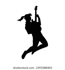 guitarist silhouette. Vector silhouette of guitarist on white background. black silhouette guitarist isolated on white background. hand drawn man playing guitar. vector illustration. guitar player.