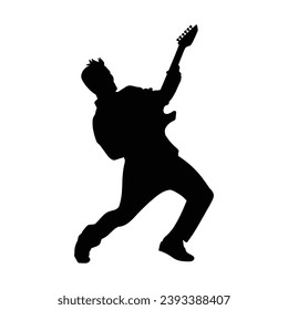 silueta guitarrista. Silueta vectorial del guitarrista de fondo blanco. guitarrista de silueta negra aislado en fondo blanco. hombre dibujado a mano tocando guitarra. ilustración vectorial. guitarrista.