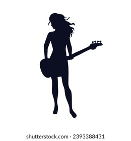 guitarist silhouette. Vector silhouette of guitarist on white background. black silhouette guitarist isolated on white background. hand drawn man playing guitar. vector illustration. guitar player.