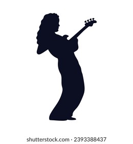 guitarist silhouette. Vector silhouette of guitarist on white background. black silhouette guitarist isolated on white background. hand drawn man playing guitar. vector illustration. guitar player.