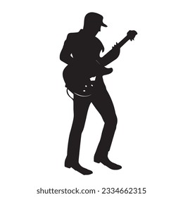 Guitarist silhouettes on white background