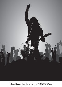 guitarist solo with crowd vector can be resized and recolored easily.