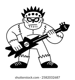 Guitarist sticker in glyph style 
