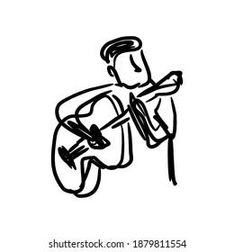 Guitarist vector sketch style abstrac playing