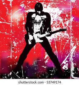 Guitarista, Vector Poster of a grunge guitarist