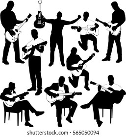 Guitarists silhouettes collection - vector