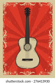  Guitar.Music red background for text