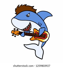 Guitarrist shark cartoon - Funny shark 